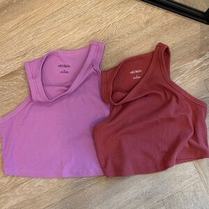 Wild Fable Women's Ribbed Crop Tops - Purple and Red